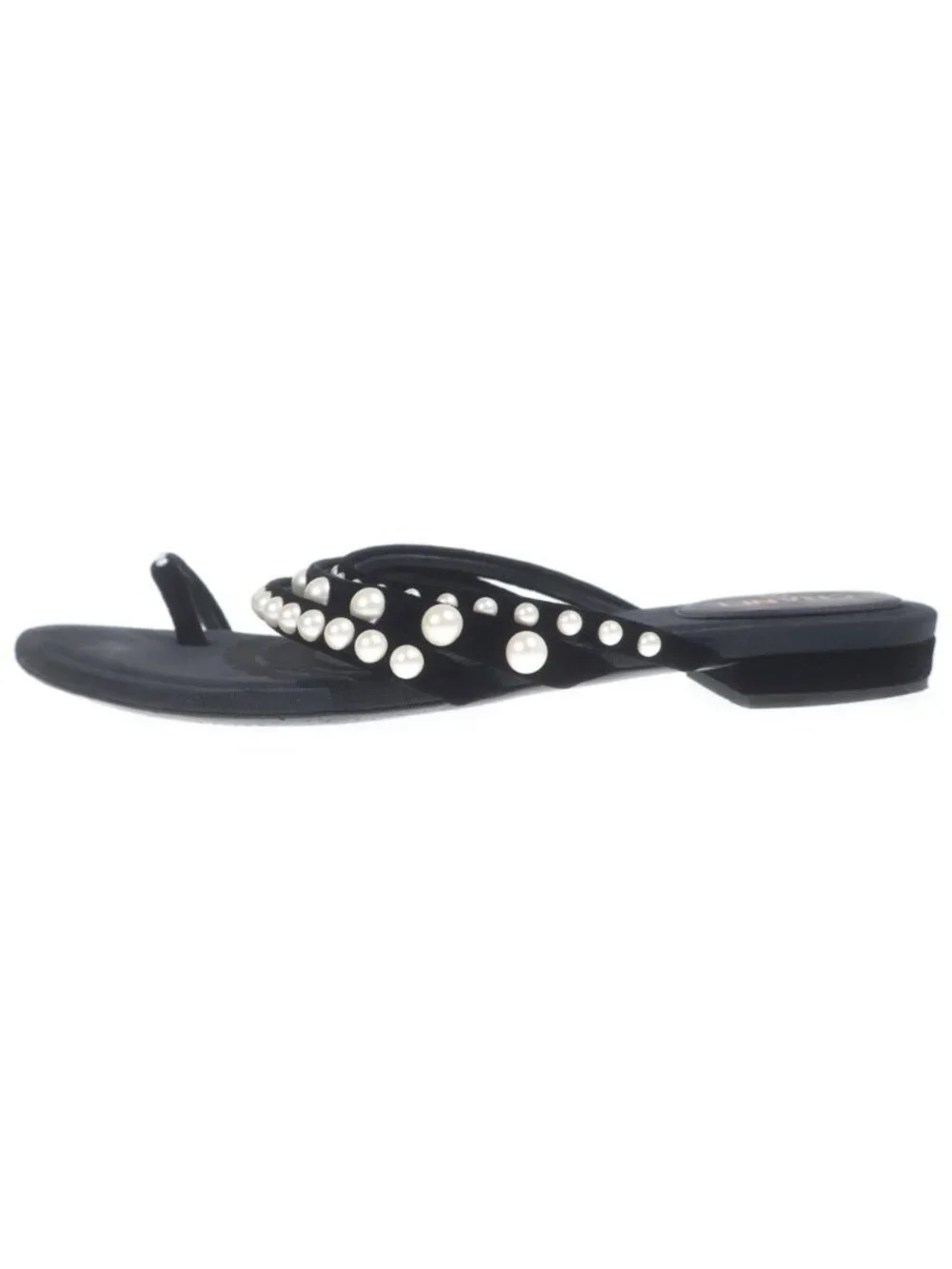 Chanel Pearl Flat Sandals Black